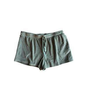 Jaclyn Intimates Women's Velour Ribbed Lounge Wear Shorts in Green Size Large